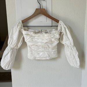 Reformation Off The Shoulder Longsleeve Top in White